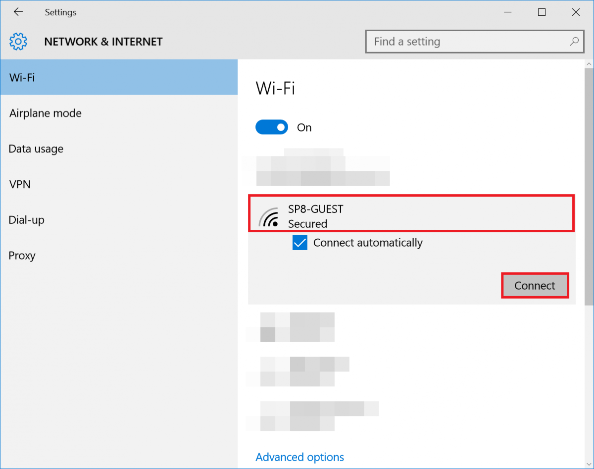 Network Settings for Windows 10 SPring8 User Information